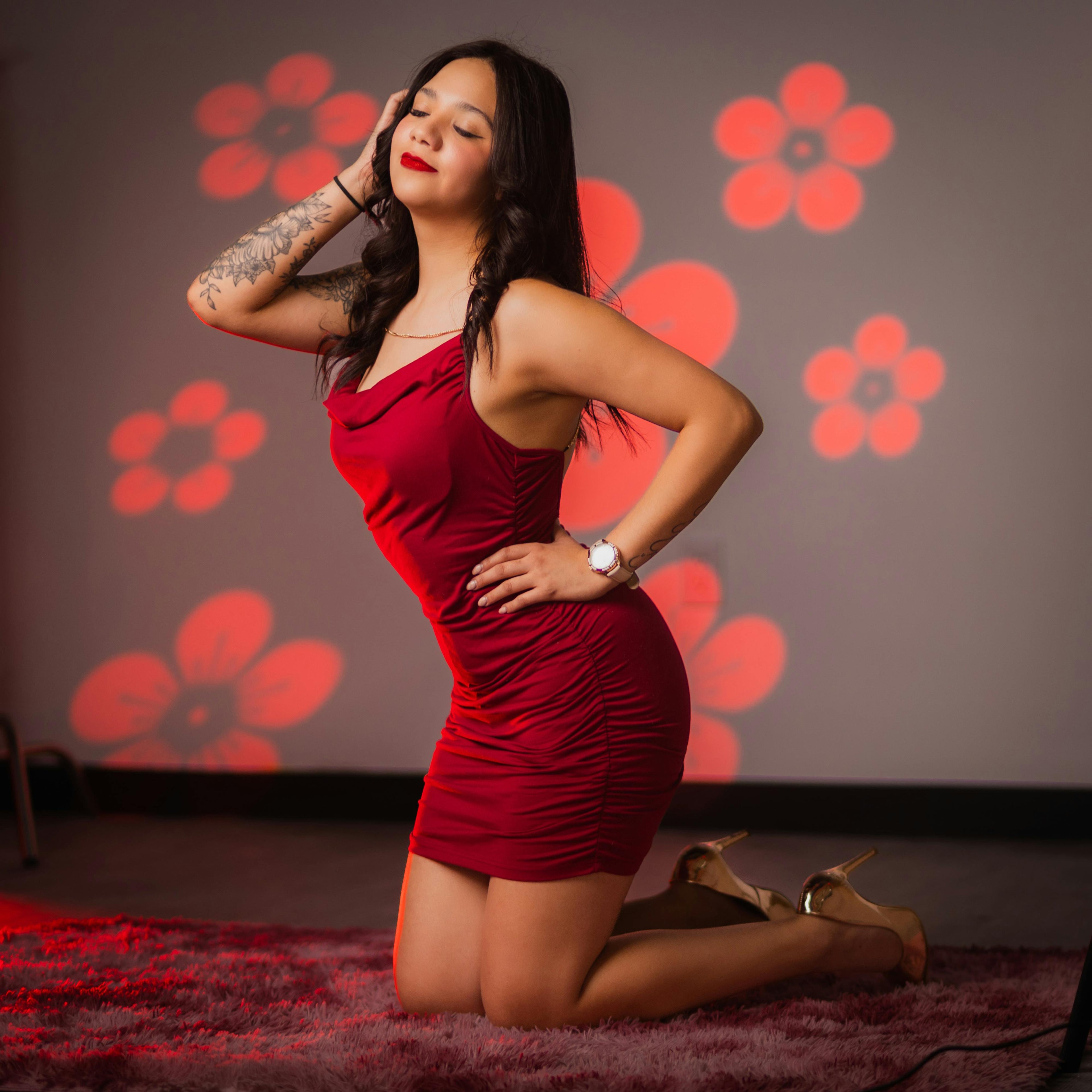 Red Velvet Charm Statement Party Dress